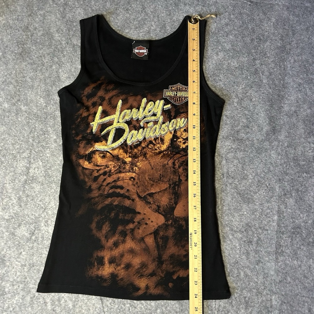 Harley Davidson Women's Small Tiger Ribbed Black Tank Top Quebec Canada - Picture 6 of 9